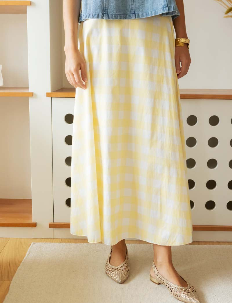 Jupe vichy jaune Yvelle