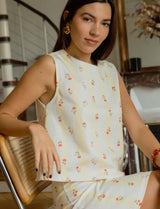 Yellow striped & floral Lezy top