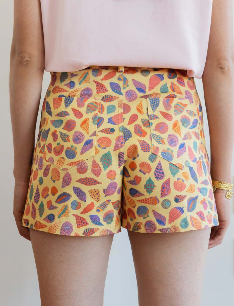 Short jaune & coquillages Kevy