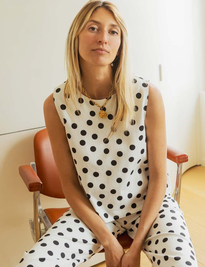 White top with black polka dots Lezy