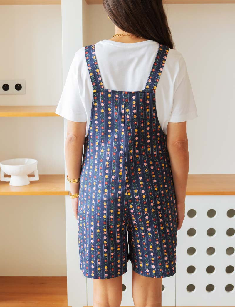 Navy and Floral Faya Overalls