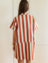 Terracotta striped dress Lena