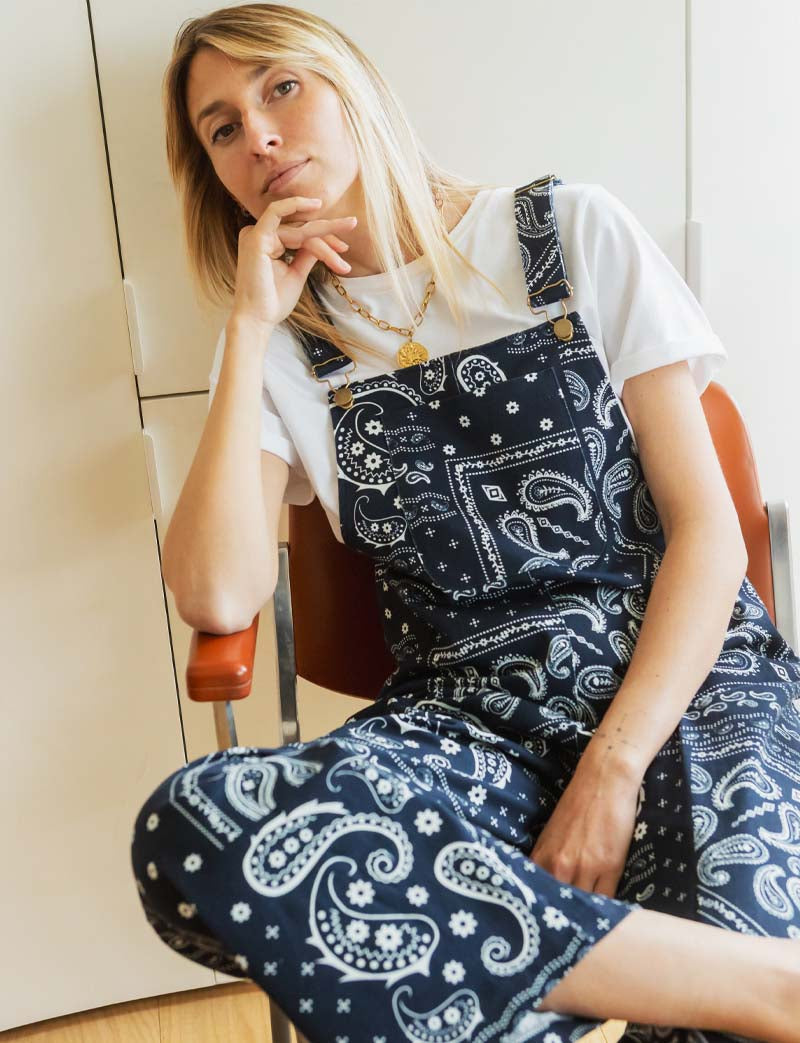 Roey Navy Bandana Overalls