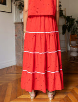 Jupe en broderie rouge Batia