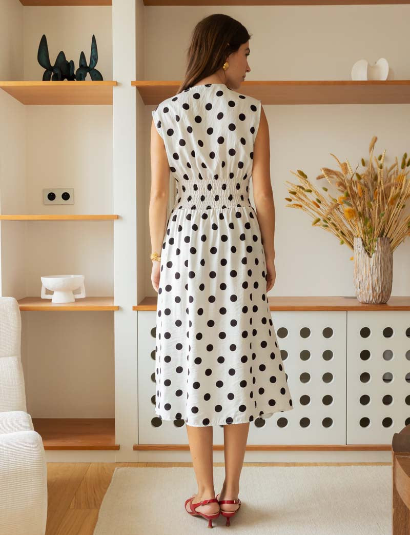 Robe blanche à pois noirs Novy