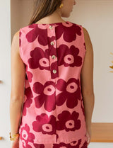 Top rose & fleurs bordeaux Tivo