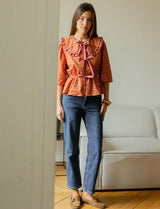Blouse blush & camel Dafné