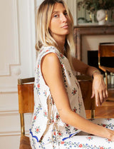 Top écru con flores Ansy