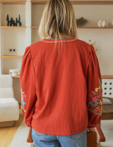 Veste terracotta brodée Nash