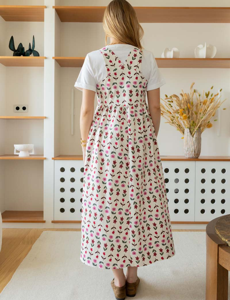 Robe écrue & fleurs Tila