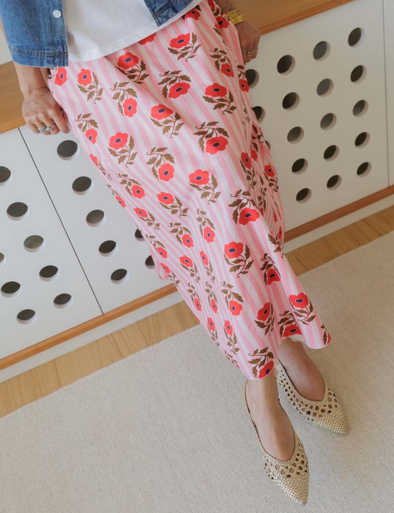 Pink striped & floral skirt Yvelle