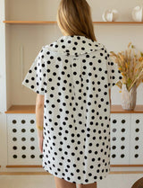 Robe blanche à pois noirs Kivi