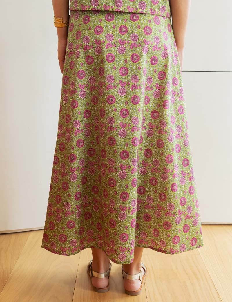 Alberta Green Floral Skirt