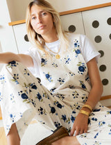 Ecru overalls with blue flowers Alix