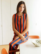 Navy and Orange Striped Top Ansa