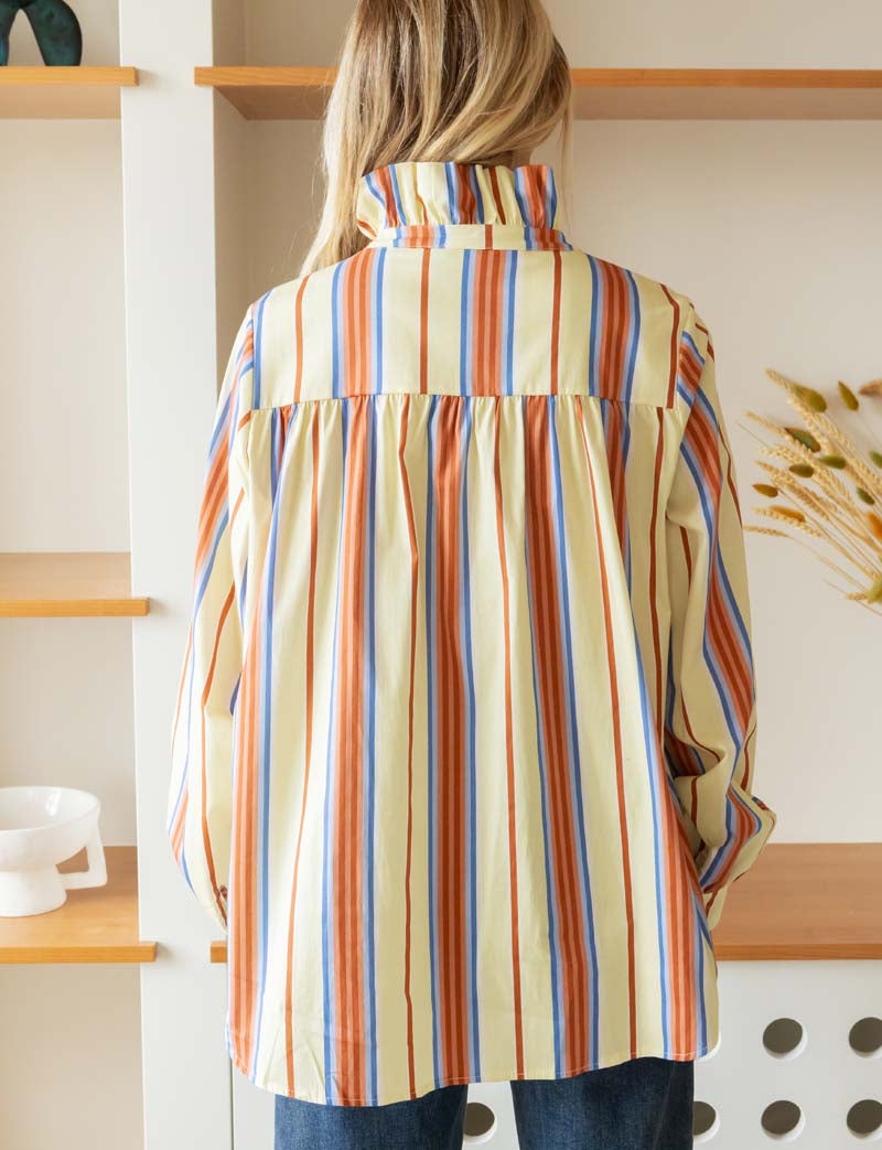 Yellow shirt with multi-colored stripes Gustava