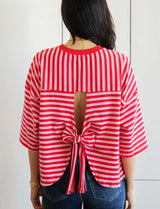Camiseta de rayas rosas y rojas Rawan