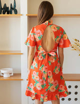 Joana floral red dress