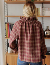 Blouse à carreaux bordeaux Solla