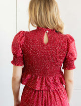 White Polka Dot Red Top Paloma