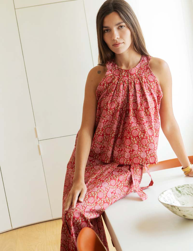 Floral Red Top Theo