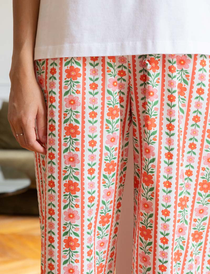 Pantalon rayé fleuri Niko