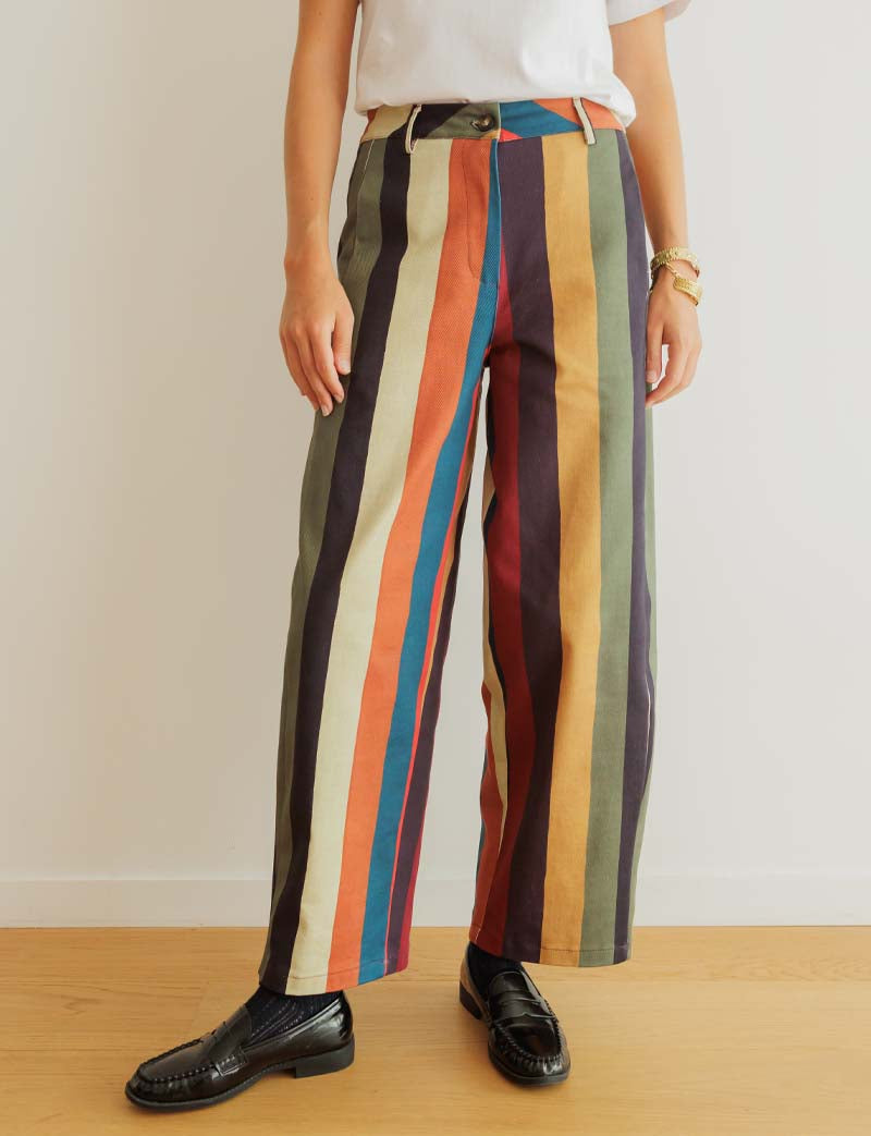 Jean à rayures multicolores Bary