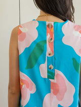 Robe turquoise fleurie Sapha
