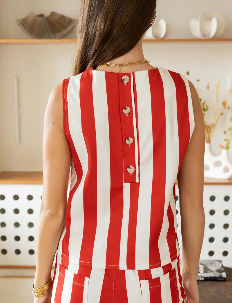 Red striped top Ansa