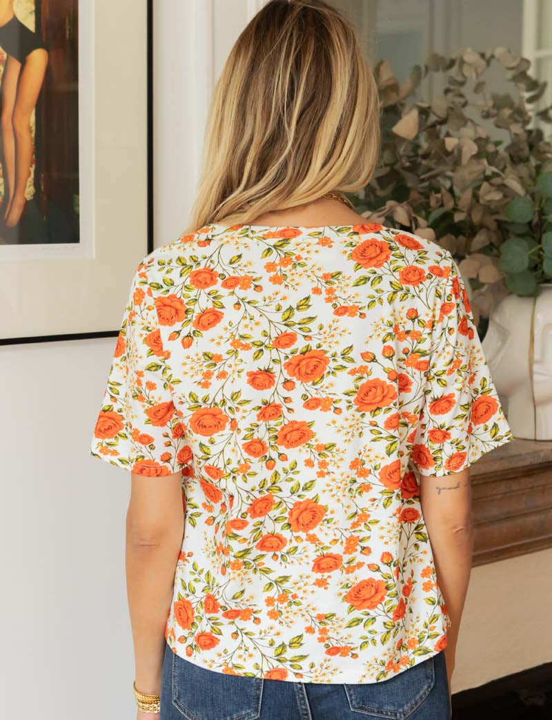 T-shirt blanc fleuri Rafael