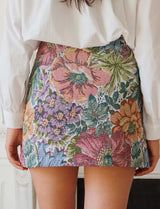 Jupe en jacquard fleuri Josiane