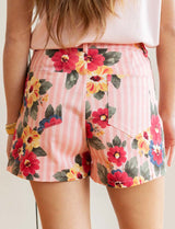 Pink striped & floral Kevy shorts