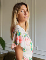 Robe écrue fleurie Hasina