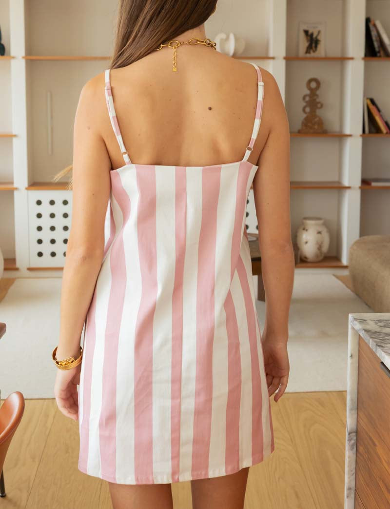 Robe à rayures roses Tela