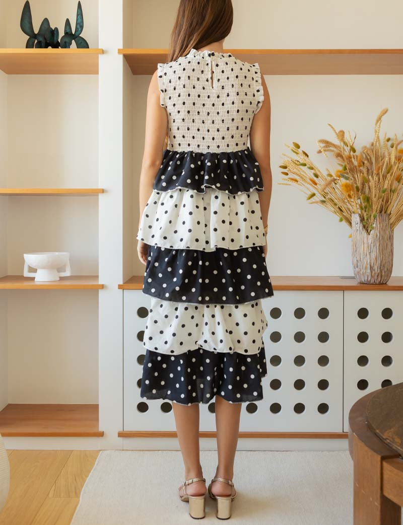 White and black polka dot Martim dress