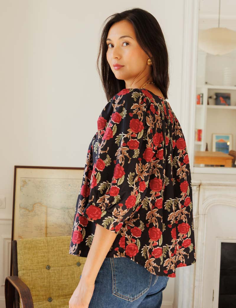 Black floral Tizia blouse