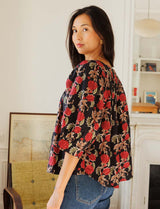 Black floral Tizia blouse