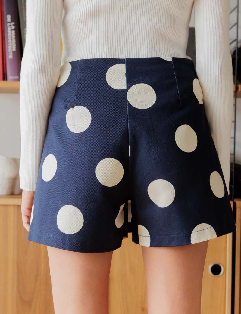 Jupe short marine à pois Jara