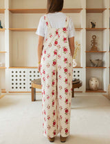 Ecru overalls with pink flowers Alix