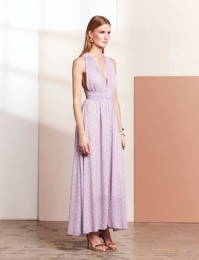 Lilac polka dot dress Orlina