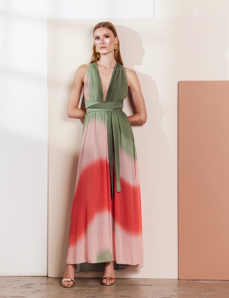Olive, pink, coral Carina dress