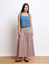 Pink skirt with green polka dots Maria