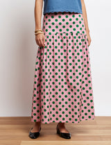 Pink skirt with green polka dots Maria