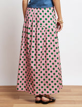 Pink skirt with green polka dots Maria