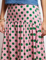 Pink skirt with green polka dots Maria