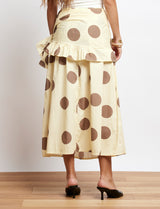 Falda amarilla con lunares chocolate Paule