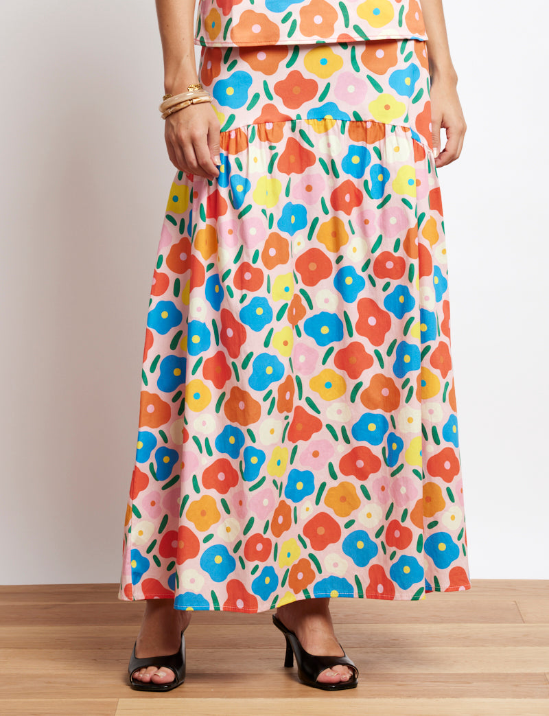 Falda floral multicolor María