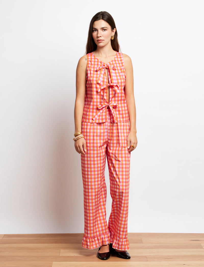 Top vichy rose & orange Yami