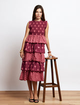 Vestido rosa y burdeos con lunares Martim