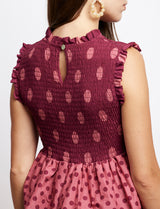 Vestido rosa y burdeos con lunares Martim